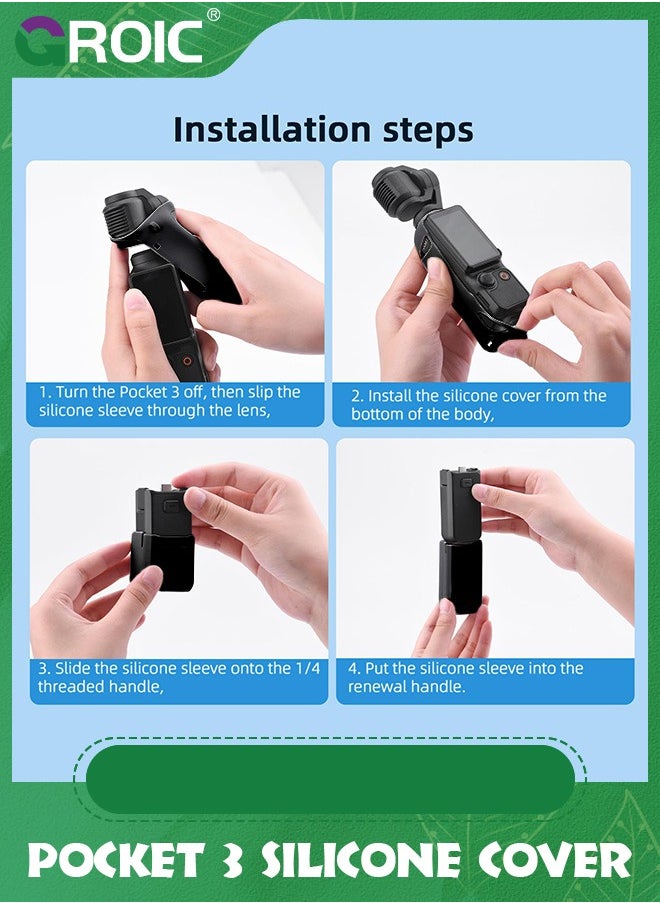 GROIC - Black Pocket 3 Silicone Cover, Protective Case Lens Protector Scratch-Resistant Sleeve Skin Compatible with DJI OSMO Pocket 3 Creator Combo Accessories - Image 1