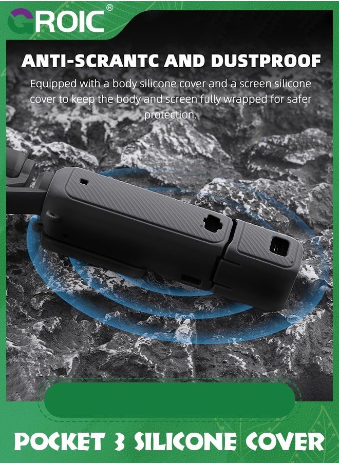 GROIC - Black Pocket 3 Silicone Cover, Protective Case Lens Protector Scratch-Resistant Sleeve Skin Compatible with DJI OSMO Pocket 3 Creator Combo Accessories - Image 1