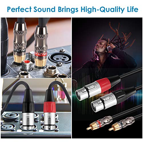 Devinal XLR/RCA Stereo Cable - Dual XLR Female to Dual RCA Phono Audio HiFi Adapter, 6.6FT - Image 5