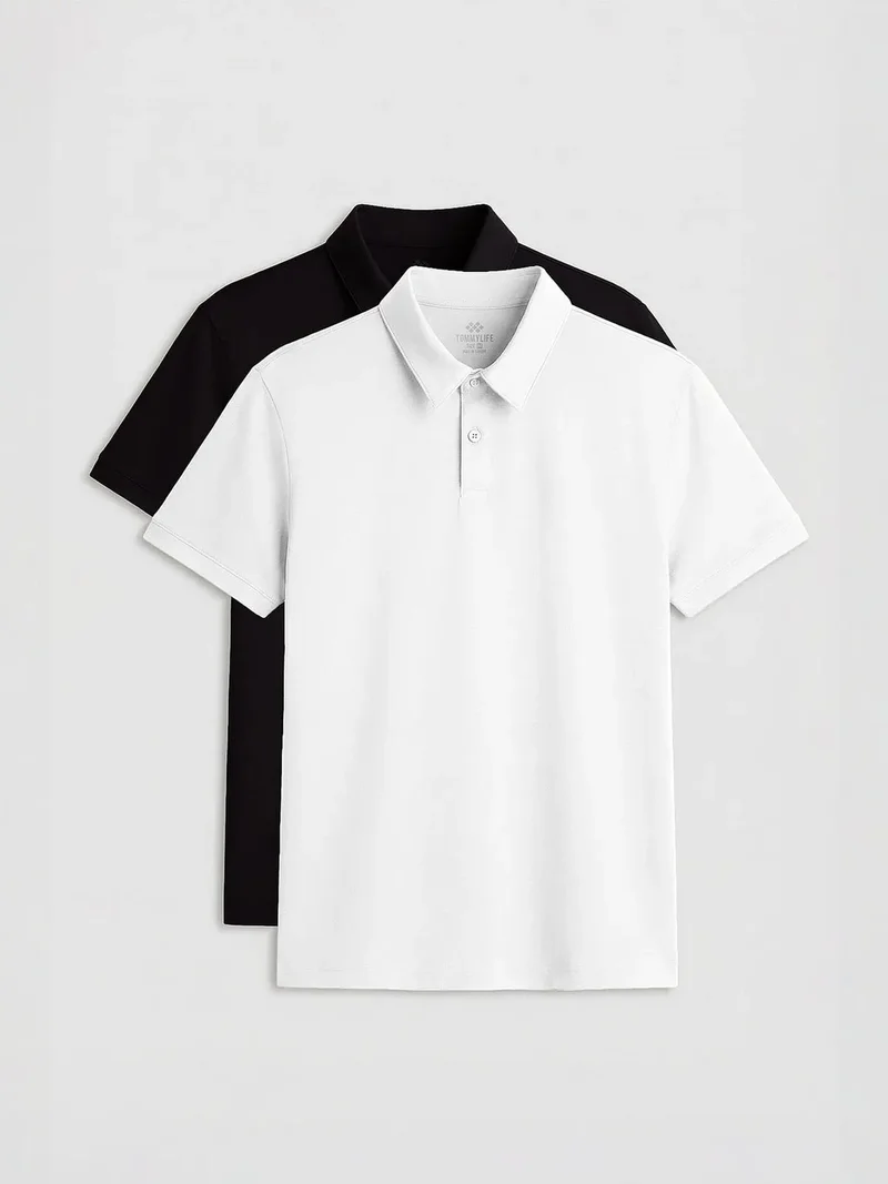 تومي لايف TOMMY Men's Cotton-Elastane Polo T-Shirt