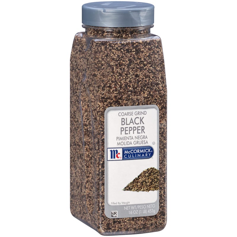 McCormick Culinary Coarse Grind Black Pepper, 16 oz - One 16 Ounce Container of Coarse Ground Black Pepper Sourced for Chefs for Sharp, Woody Flavors for Grilling and Cooking - Image 1