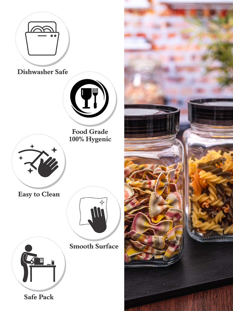 Goodhomes HMFG565-1200-2 Glass Storage Jar - 1200L, Set of 2Pcs, Transparent - Image 5