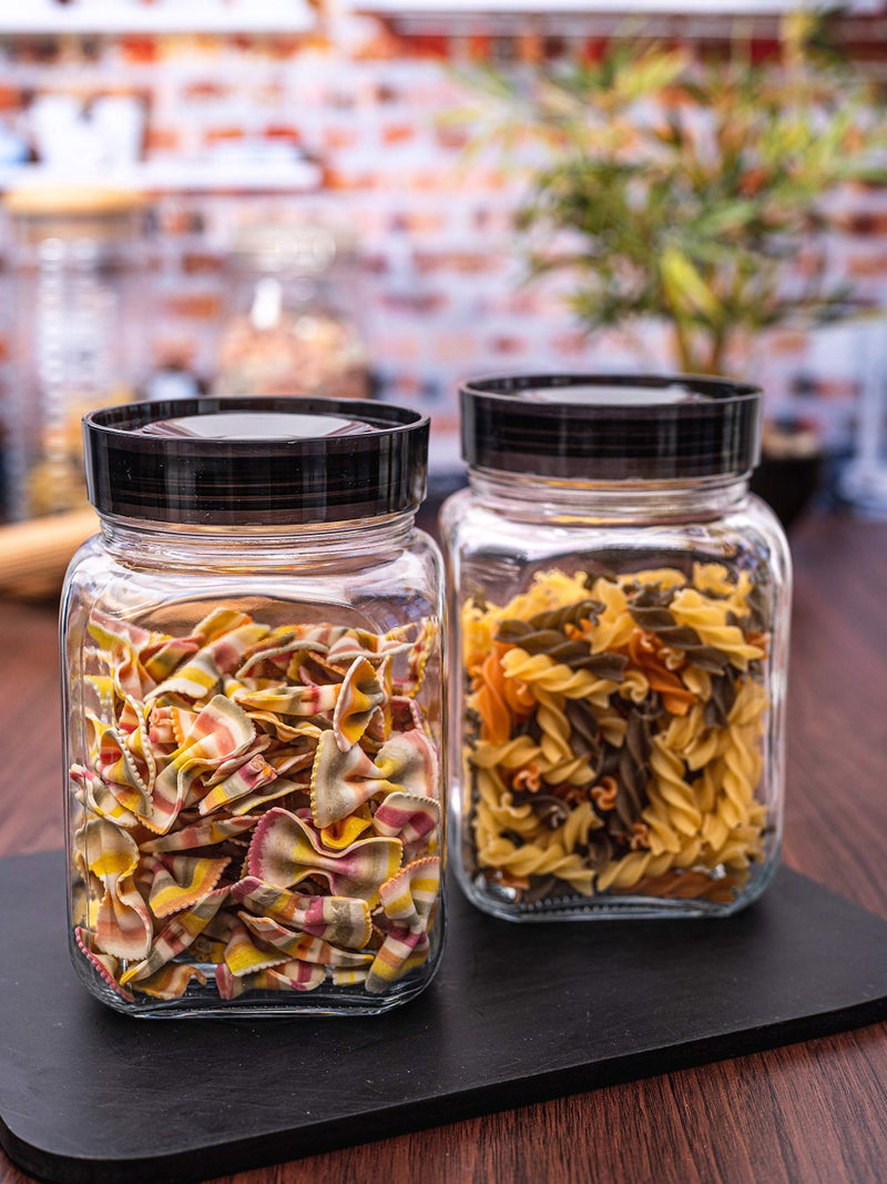 Goodhomes HMFG565-1200-2 Glass Storage Jar - 1200L, Set of 2Pcs, Transparent - Image 1