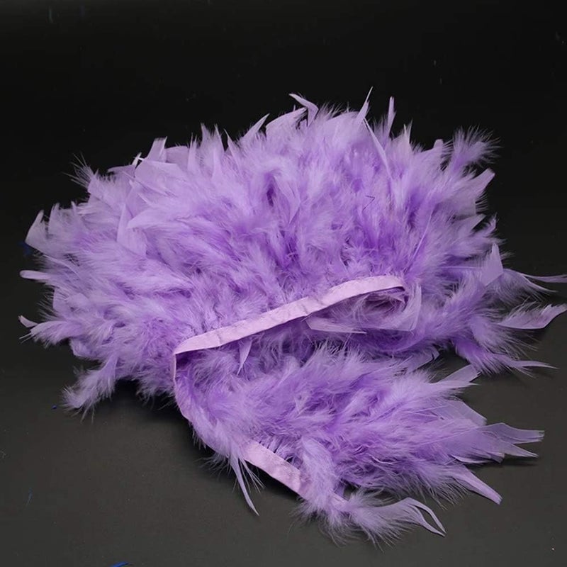 Sowder Turkey Feathers Trim Fringe for Party Wedding Dress Sewing Crafts Costumes Decoration Pack of 2 Yards (Lavender) - Image 2
