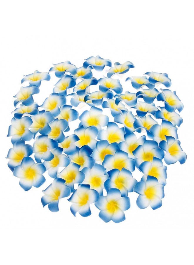 Pursuestar Pursuestar 100Pcs Blue Foam Hawaiian Frangipani Artificial Plumeria Flower Petals Cap Hair Hat Wreath Floral DIY Home Wedding Decoration 5cm  - Image 3