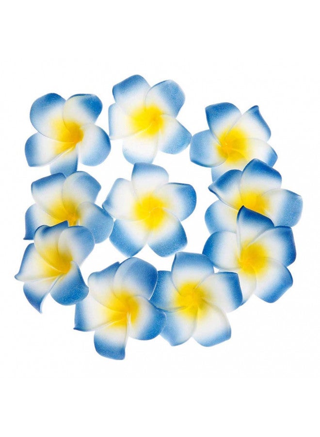 Pursuestar Pursuestar 100Pcs Blue Foam Hawaiian Frangipani Artificial Plumeria Flower Petals Cap Hair Hat Wreath Floral DIY Home Wedding Decoration 5cm  - Image 2