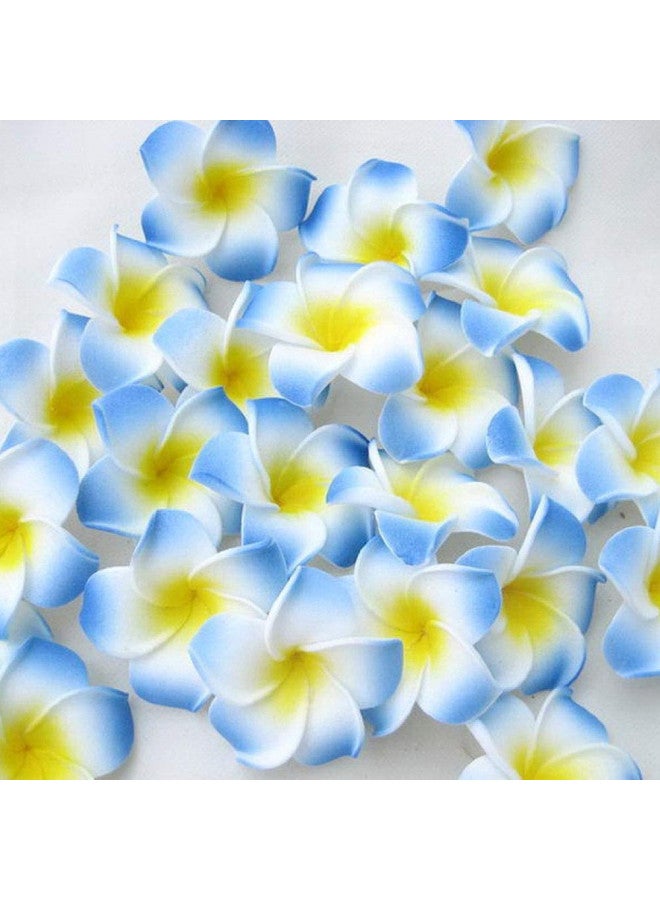 Pursuestar Pursuestar 100Pcs Blue Foam Hawaiian Frangipani Artificial Plumeria Flower Petals Cap Hair Hat Wreath Floral DIY Home Wedding Decoration 5cm  - Image 4