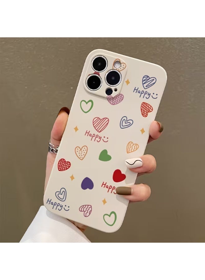 Temu Happy Hearts Colorful iPhone Case, Basic TPU Cover for iPhone 15 Pro Max, Dustproof and Shockproof - Image 2