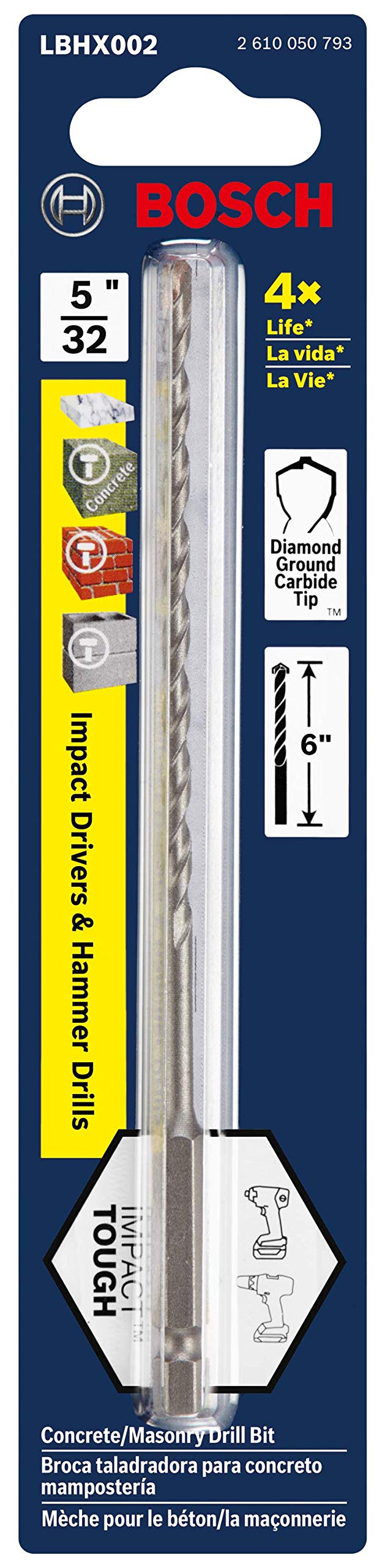 بوش مثقاب بوش ذو ساق سداسية 5/32 بوصة × 6 بوصات، مثقاب بناء Lbhx002 - Image 2