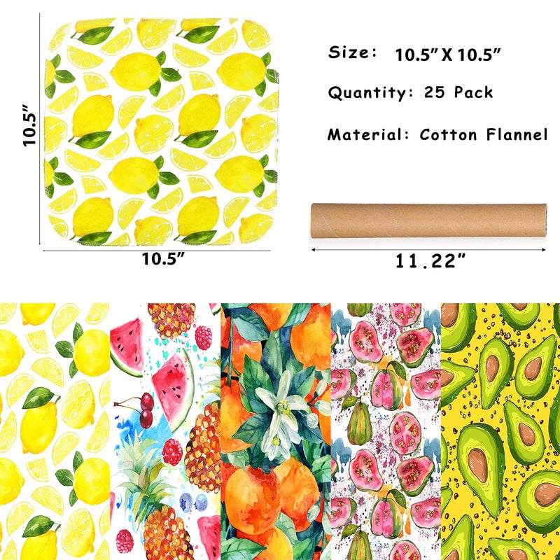 ROGITU 25 Pack Reusable Paper Towels, Paperless Towels Roll Washable Cotton Cloth for Kitchen Towels Zero Waste Products Alternative Paper Towels Alternative (Fruit01) - Image 2