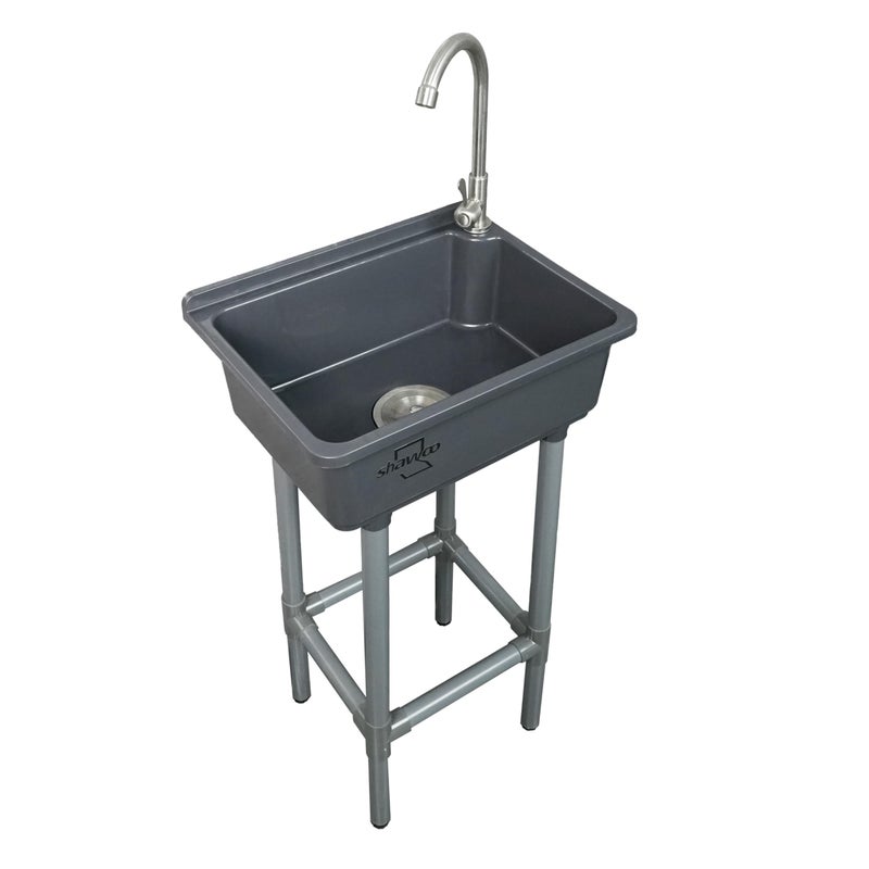 Freestanding Single Bowl Utility Sink Kitchen WallMounted Sink 169 x 128 Inch laundry tub With 126 faucet hole Plastic Sinks for Home Restaurant Dorm Garage BathroomLaundry slop sink grey