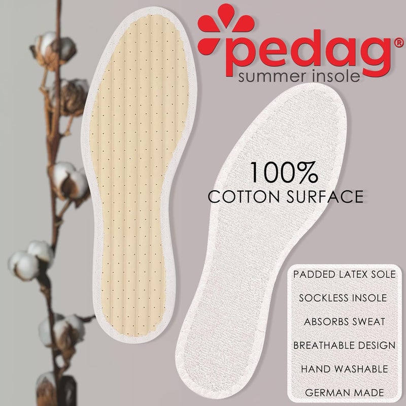 Pedag Summer Terry Cotton Insoles - Handmade in Germany, Sweat Absorbing & Odor Controlling, Ideal for Sockless Wear, Washable, US Women 10/ Men 7/ EU 40, White - Image 3