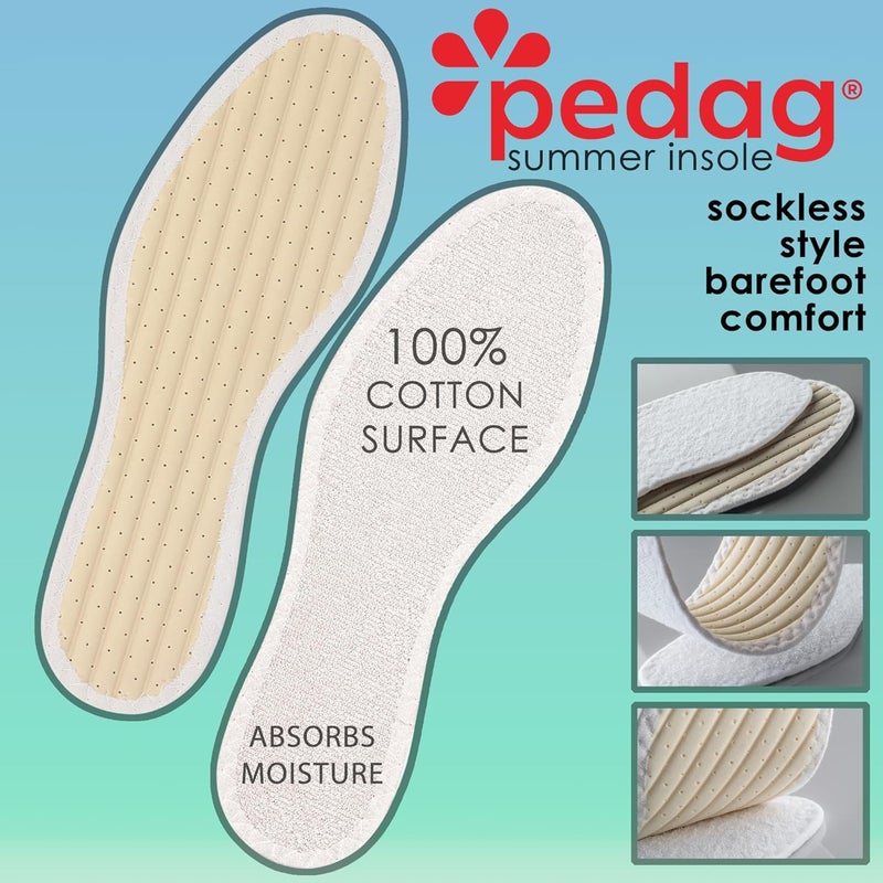 Pedag Summer Terry Cotton Insoles - Handmade in Germany, Sweat Absorbing & Odor Controlling, Ideal for Sockless Wear, Washable, US Women 10/ Men 7/ EU 40, White - Image 2