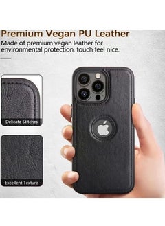 Generic iPhone 15 Pro Max Case, Vegan Leather Protective Case for iPhone 15 Pro Max 6.7", Luxury, Elegant and Beautiful Design Cover, Non-Slip Vintage Looking Perfect Stitching Leather Case (Black)  - Image 2