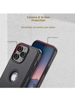 Generic iPhone 15 Pro Max Case, Vegan Leather Protective Case for iPhone 15 Pro Max 6.7", Luxury, Elegant and Beautiful Design Cover, Non-Slip Vintage Looking Perfect Stitching Leather Case (Black)  - Image 5