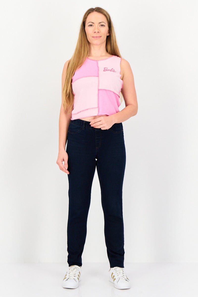 Lefties Barbie x Lefties Women Crew Neck Sleeveless Embroidered Logo Top, Pink - Image 4