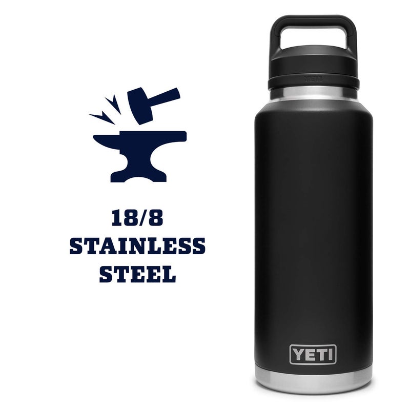 YETI Rambler 46 oz Bottle, Leakproof, Vacuum Insulated, Stainless Steel with Chug Cap, Black - Image 5