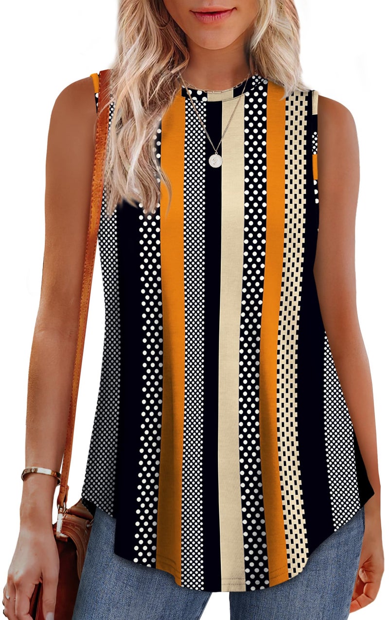 OFEEFAN Business Casual Outfits for Women Plus Size Plus Size Tank Tops for Women 3X Fashion Clothing Womens Summer Clothes 2025 Stripe Dot Print - Image 1