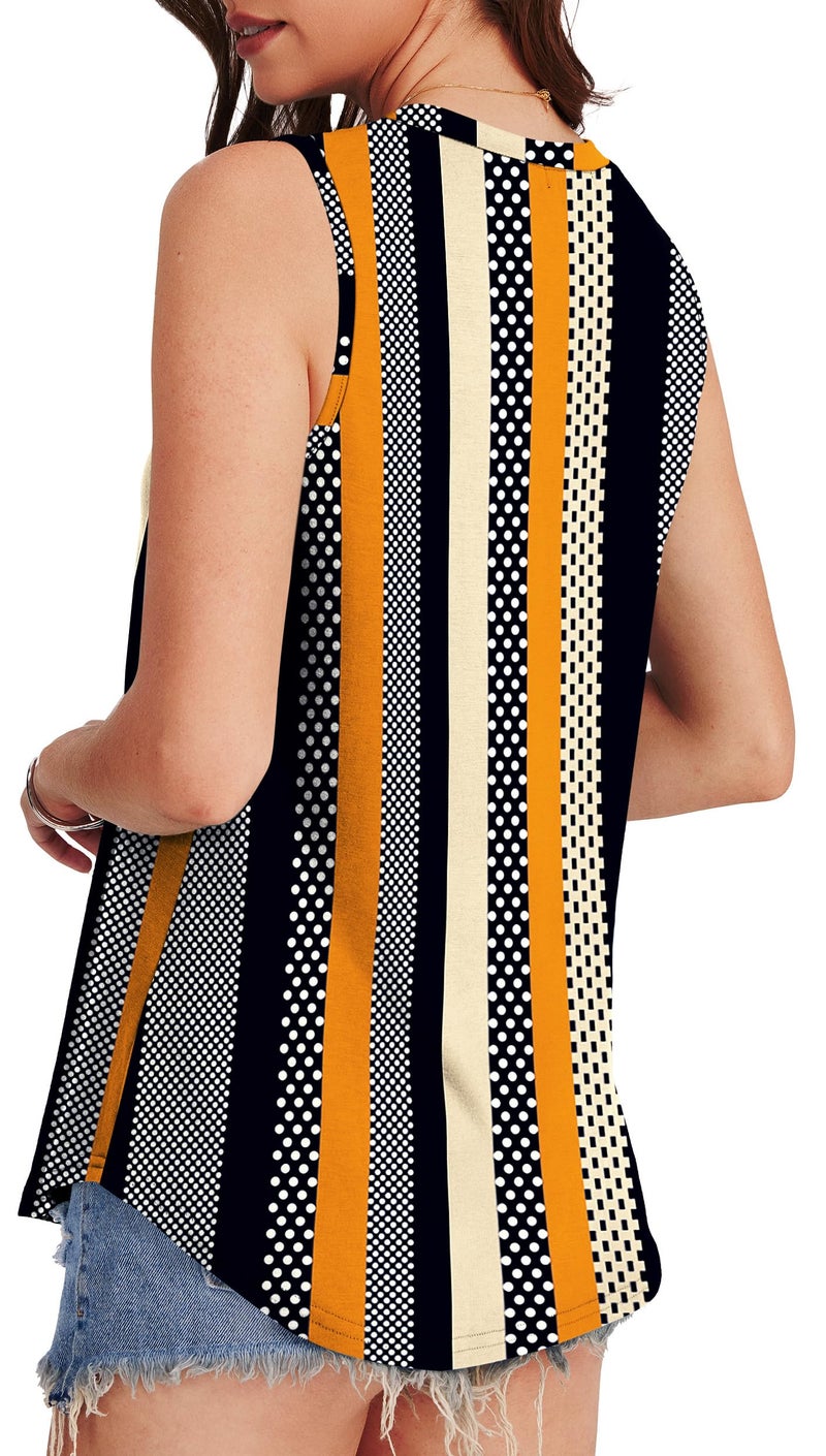 OFEEFAN Business Casual Outfits for Women Plus Size Plus Size Tank Tops for Women 3X Fashion Clothing Womens Summer Clothes 2025 Stripe Dot Print - Image 5