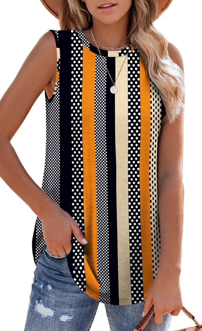 OFEEFAN Business Casual Outfits for Women Plus Size Plus Size Tank Tops for Women 3X Fashion Clothing Womens Summer Clothes 2025 Stripe Dot Print - Image 2