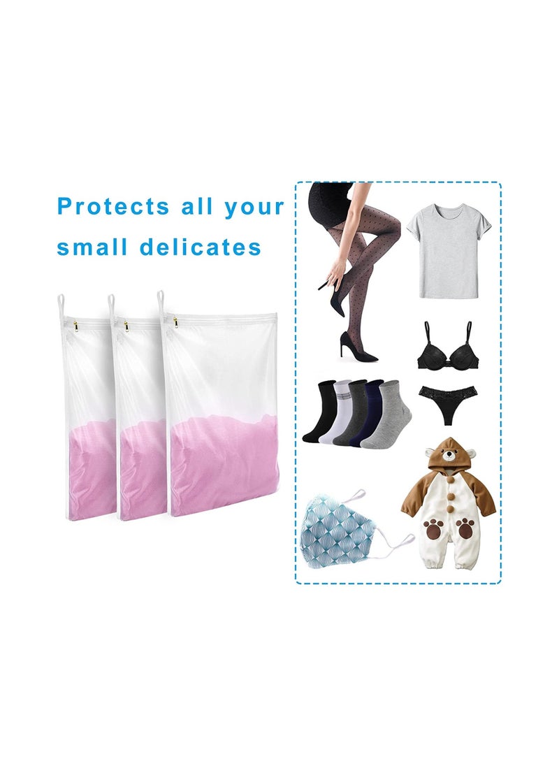 نيبمينينت 3 Pcs Delicates Laundry Bags Fine Mesh Wash Bag Travel Storage Organize Clothing Washing for Lingerie Underwear Bra Silk Socks with Hanging Loop  - Image 2