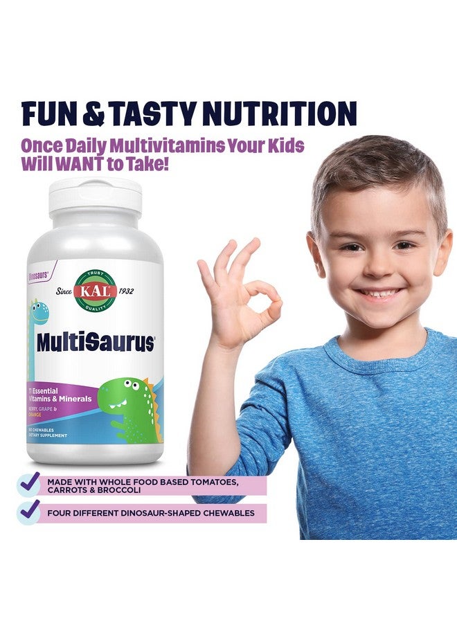 KAL MultiSaurus Kids Chewable Multivitamins, 11 Essential Vitamins and Minerals for Kids, Berry, Grape, Orange Chewables, Gluten and Fructose Free, 180 Servings, 180 Dinosaur-Shaped Chewables - Image 5