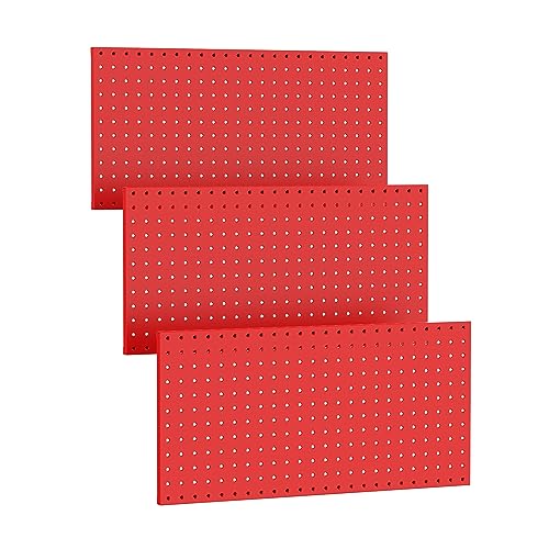 TORACK 3 PCS Metal Pegboard Panels(12x24 inch) for Wall Garage Tools Storage Pegboard System for Workbench, Modular Peg Board Tool Organizer Board Kit(Pack of 3, Red) - Image 1