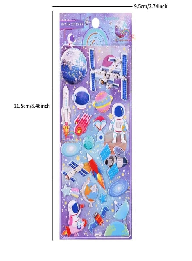 Funspark Space 4 Sheet 3D Puffy Sticker Set – Astronaut, Rocket, Planet & Galaxy Self-Adhesive Waterproof Stickers for Kids Scrapbook, Diary, Laptop & DIY Crafts - Image 3