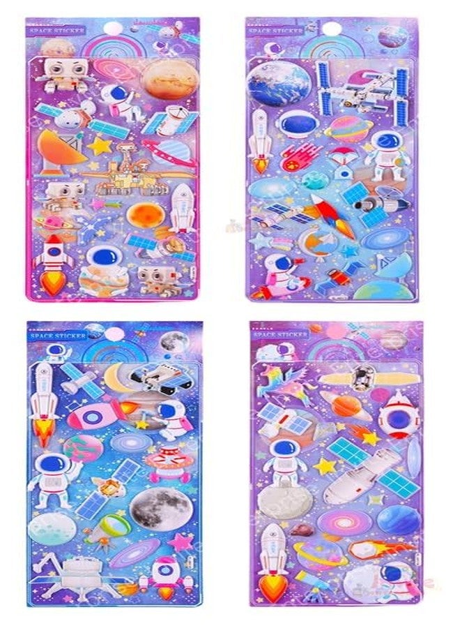Funspark Space 4 Sheet 3D Puffy Sticker Set – Astronaut, Rocket, Planet & Galaxy Self-Adhesive Waterproof Stickers for Kids Scrapbook, Diary, Laptop & DIY Crafts - Image 1