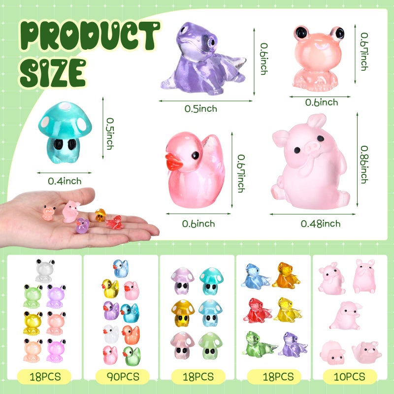 Outus 154 Pcs Luminous Mini Resin Animals Glow in The Dark Ducks Tiny Resin Animal Figurines Glow in The Dark Mini Figurines for Micro Garden Landscape Cake Potted Plants Decor Supplies (Classic) - Image 2