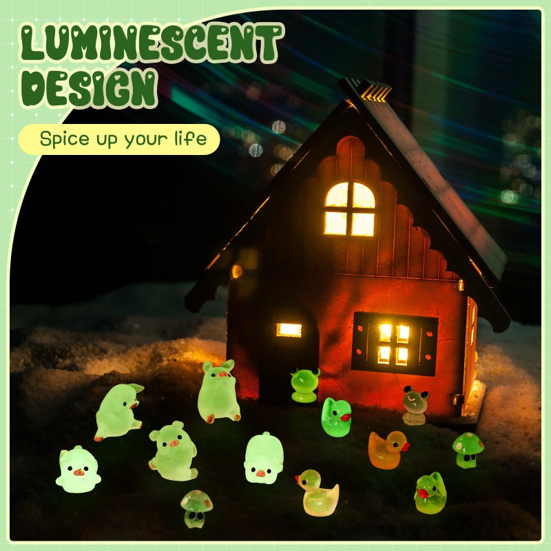 Outus 154 Pcs Luminous Mini Resin Animals Glow in The Dark Ducks Tiny Resin Animal Figurines Glow in The Dark Mini Figurines for Micro Garden Landscape Cake Potted Plants Decor Supplies (Classic) - Image 4