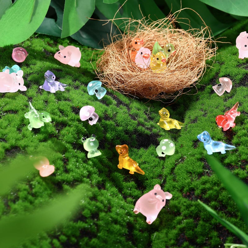 Outus 154 Pcs Luminous Mini Resin Animals Glow in The Dark Ducks Tiny Resin Animal Figurines Glow in The Dark Mini Figurines for Micro Garden Landscape Cake Potted Plants Decor Supplies (Classic) - Image 5