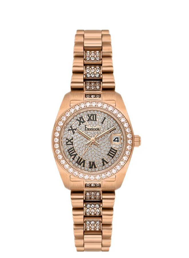 Freelook Paris Freelook - Charmant Women's Watch | Steel Case | Stainless Steel Band | Rose Gold & Round Dial | Analog | Quartz | Mineral Glass | Premium Luxury Watch | Ideal Gift | Water Resistant 30 Meters