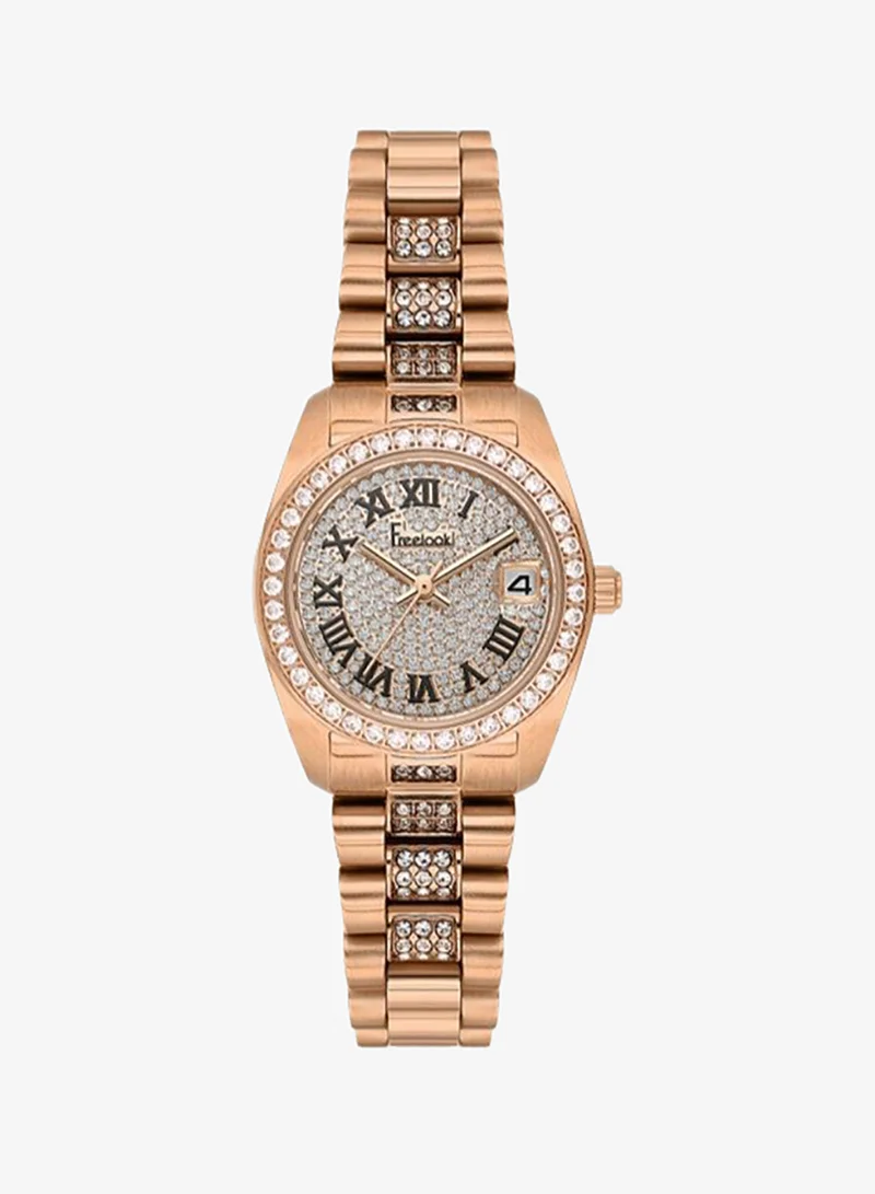Freelook Paris Freelook - Charmant Women's Watch | Steel Case | Stainless Steel Band | Rose Gold & Round Dial | Analog | Quartz | Mineral Glass | Premium Luxury Watch | Ideal Gift | Water Resistant 30 Meters