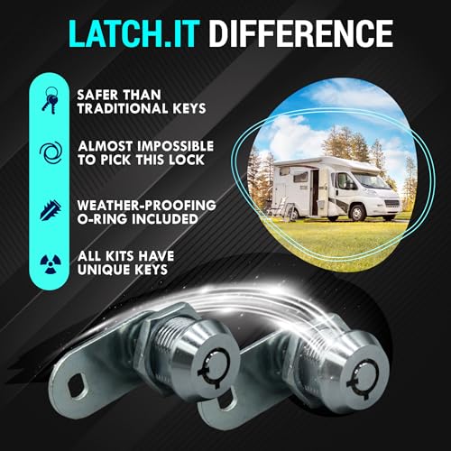 LATCH.IT 1-1/8" Cam Lock 5-Pack | Fits 3/4" Door | 100% Metal RV Storage Locks for Cabinets, Toolbox & Storage Doors with 10 Tubular Keys | RV Compartment Locks | Check Fitment Image Before Purchasing - Image 5