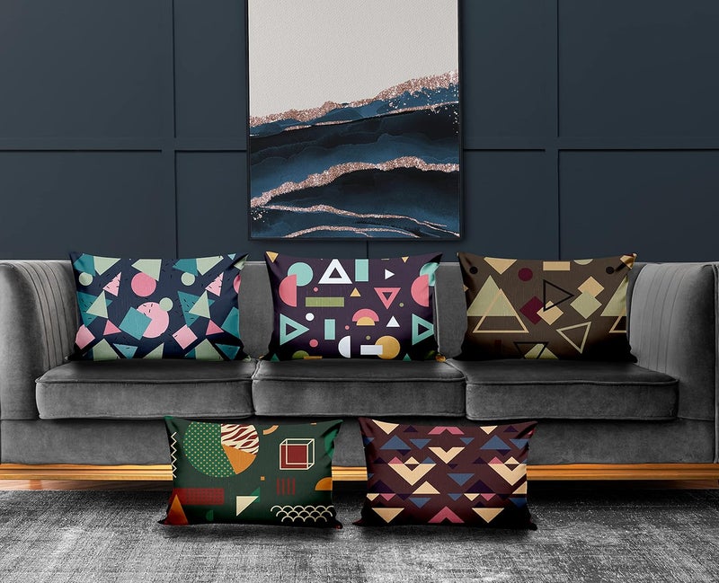 Ultimate Trends Polyester Digital Modern Printed Pillow Cover 12x18 Set of 5 Multi Color UTCS1003
