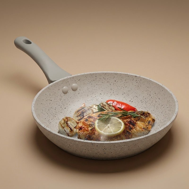Rocky Al Saif Gallery Granite Frying Pan (Rocky), 22cm - White - Image 1