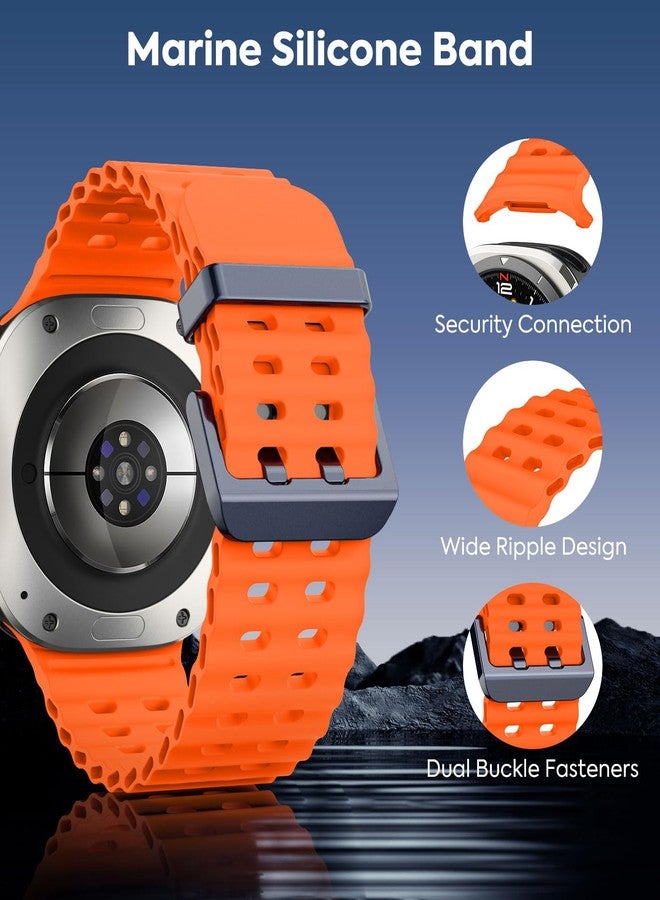 MoKo Sport Band Compatible with Samsung Galaxy Watch Ultra Bands 47mm (2025/2024) Women Men, Breathable Soft Silicone Waterproof Marine Strap Accessories for Samsung Watch 7 Ultra, Orange - Image 3