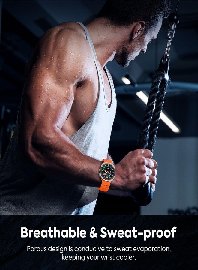 MoKo Sport Band Compatible with Samsung Galaxy Watch Ultra Bands 47mm (2025/2024) Women Men, Breathable Soft Silicone Waterproof Marine Strap Accessories for Samsung Watch 7 Ultra, Orange - Image 4