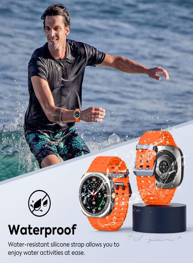 MoKo Sport Band Compatible with Samsung Galaxy Watch Ultra Bands 47mm (2025/2024) Women Men, Breathable Soft Silicone Waterproof Marine Strap Accessories for Samsung Watch 7 Ultra, Orange - Image 5