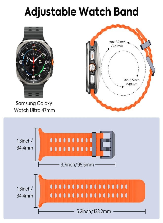 MoKo Sport Band Compatible with Samsung Galaxy Watch Ultra Bands 47mm (2025/2024) Women Men, Breathable Soft Silicone Waterproof Marine Strap Accessories for Samsung Watch 7 Ultra, Orange - Image 2