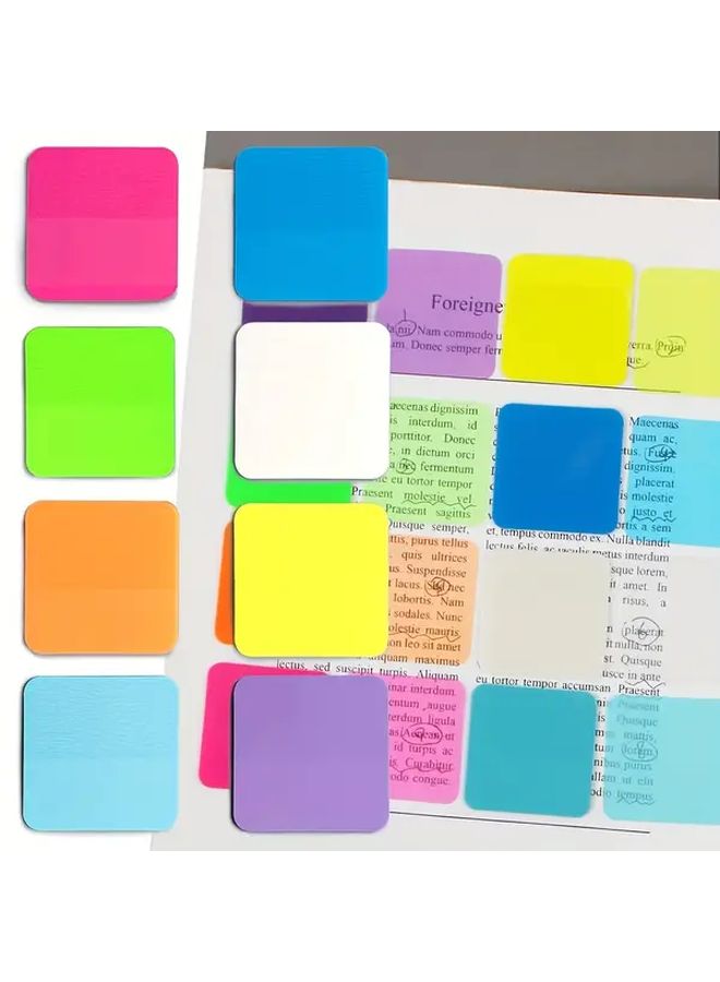 16 Books Of 320 Sheets Semi Transparent Colored Sticky Notes Square Index Tabs High Aesthetic Reusable For Organizing Book Marking Notebooks Office School Supplies - Image 1