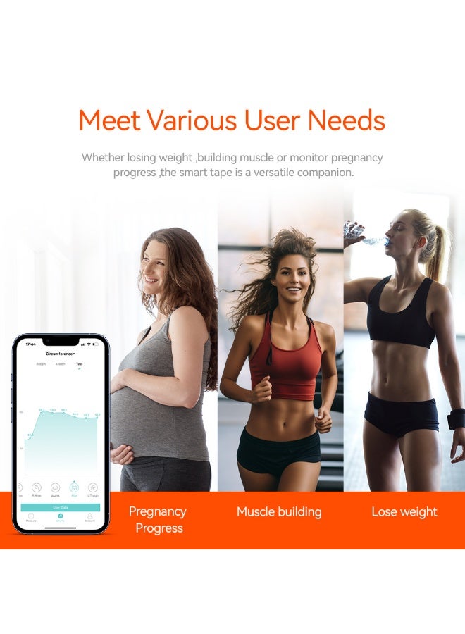 M MIAOYAN Smart Body Measuring Tape with App, Digital Retractable Body Tape Measure for Weight Loss, Muscle Gain, Pregnancy, 60inch/1.5M, Syncs with Fitness Apps, Accurate Body Circumference Tracker - Image 4