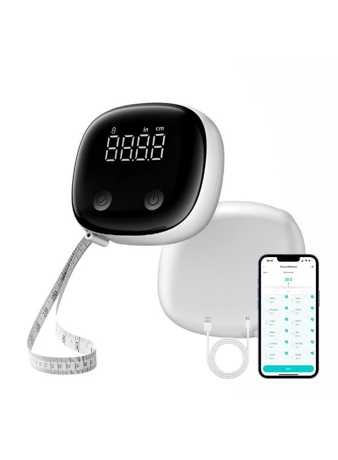 M MIAOYAN Smart Body Measuring Tape with App, Digital Retractable Body Tape Measure for Weight Loss, Muscle Gain, Pregnancy, 60inch/1.5M, Syncs with Fitness Apps, Accurate Body Circumference Tracker - Image 1