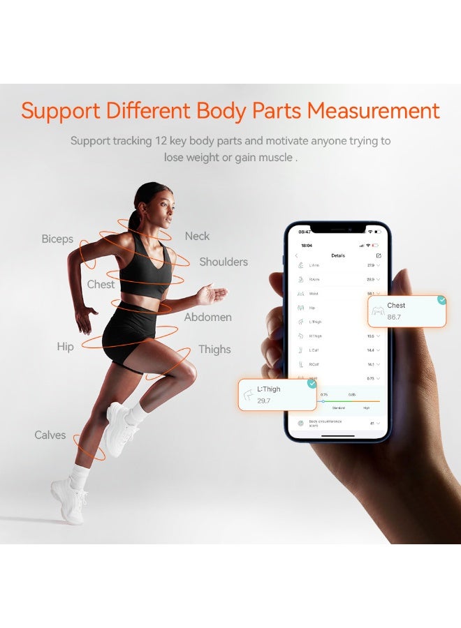 M MIAOYAN Smart Body Measuring Tape with App, Digital Retractable Body Tape Measure for Weight Loss, Muscle Gain, Pregnancy, 60inch/1.5M, Syncs with Fitness Apps, Accurate Body Circumference Tracker - Image 5