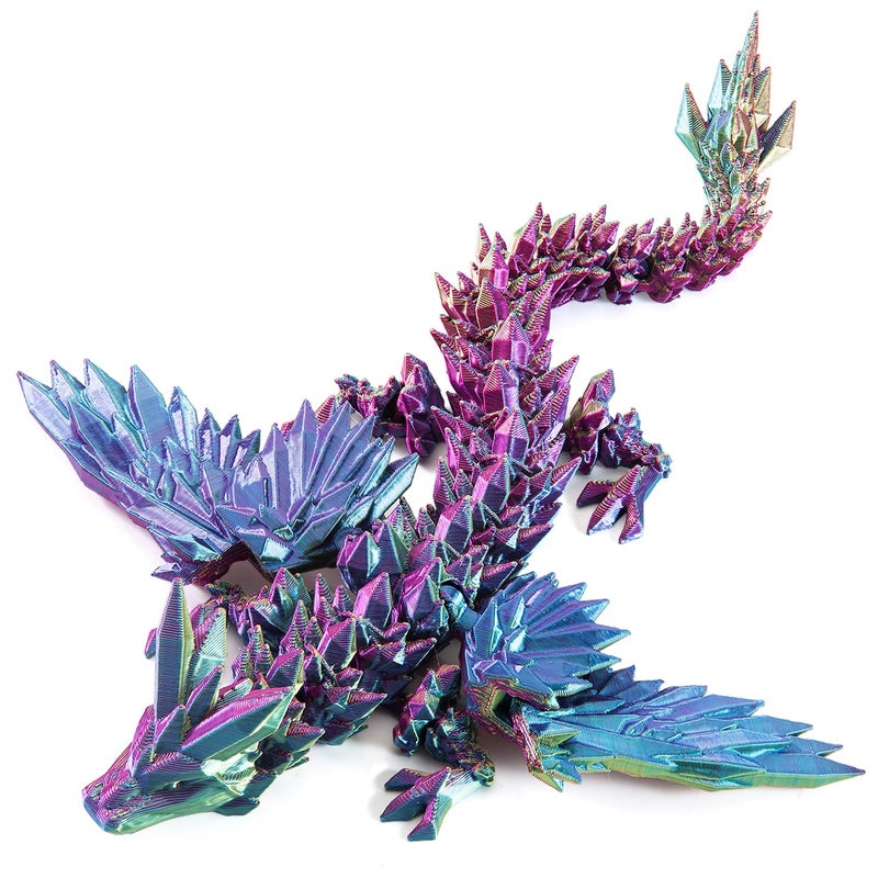 Dxldfks 3D Printed Dragon with Wings 9 Articulated Winged Dragon for Home Office Decor Executive Desk Toys Red Yellow Blue - Image 2