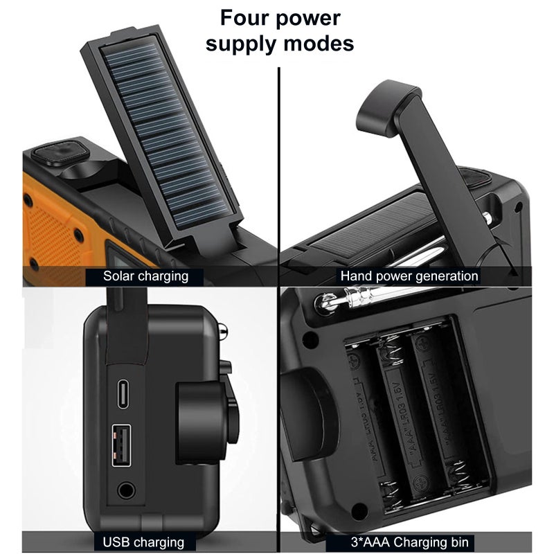 Emergency Weather Radio: Black & Orange, 4 Power Modes, USB Emergency Power Output - Digital FM AM WB Radio for Outdoor Adventures and Home Emergency Use - Image 4