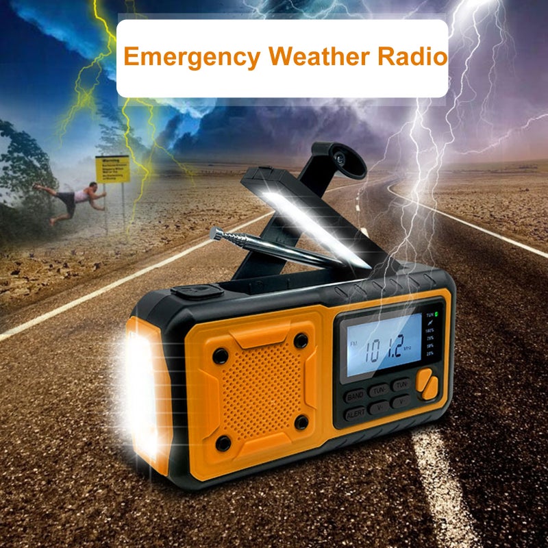 Emergency Weather Radio: Black & Orange, 4 Power Modes, USB Emergency Power Output - Digital FM AM WB Radio for Outdoor Adventures and Home Emergency Use - Image 2