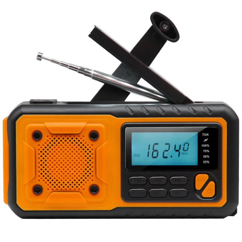 Emergency Weather Radio: Black & Orange, 4 Power Modes, USB Emergency Power Output - Digital FM AM WB Radio for Outdoor Adventures and Home Emergency Use - Image 1
