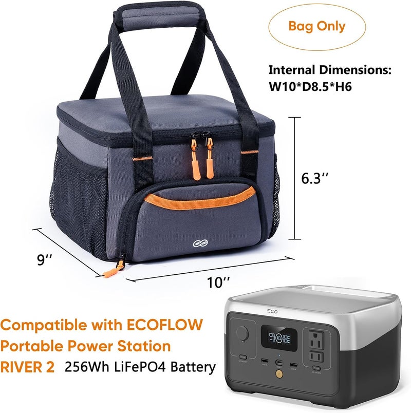 FRECOLSH Heavy-Duty Portable Power Station Storage Case Compatible with Ecoflow RIVER 2 Solar Power Bank Carrying Case for Outdoor Camping Essentials Carrying Case Only - Image 2